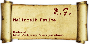 Malincsik Fatime névjegykártya